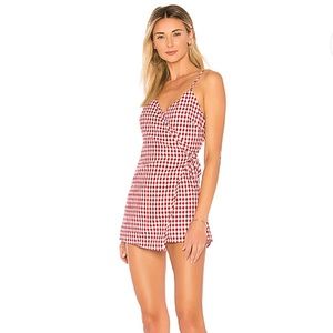Scotty Wrap Romper in Red Gingham